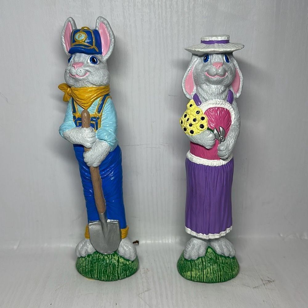 Mr. And Mrs. Easter Rabbit‎  Ceramic Pencil Vintage Spring Rabbits
